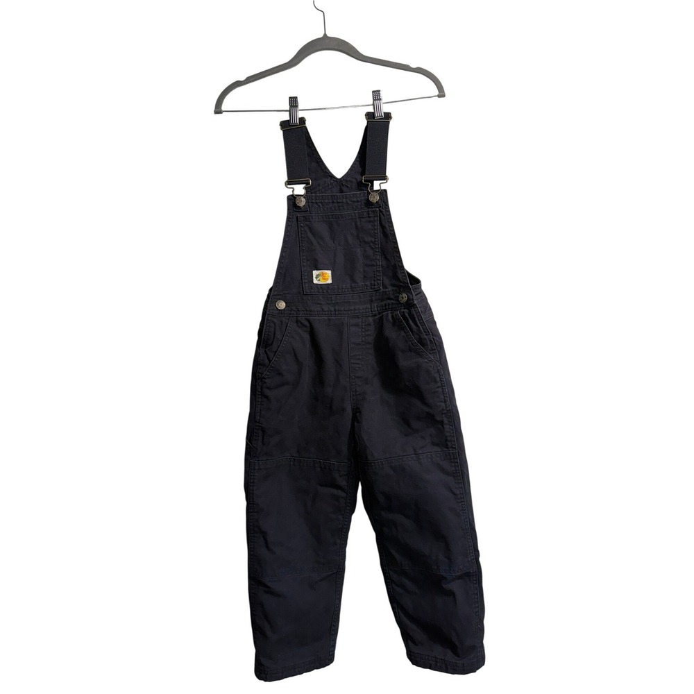 Bass Pro Shops Kids Black Quilted Lined Canvas Overalls Double Knee Size S